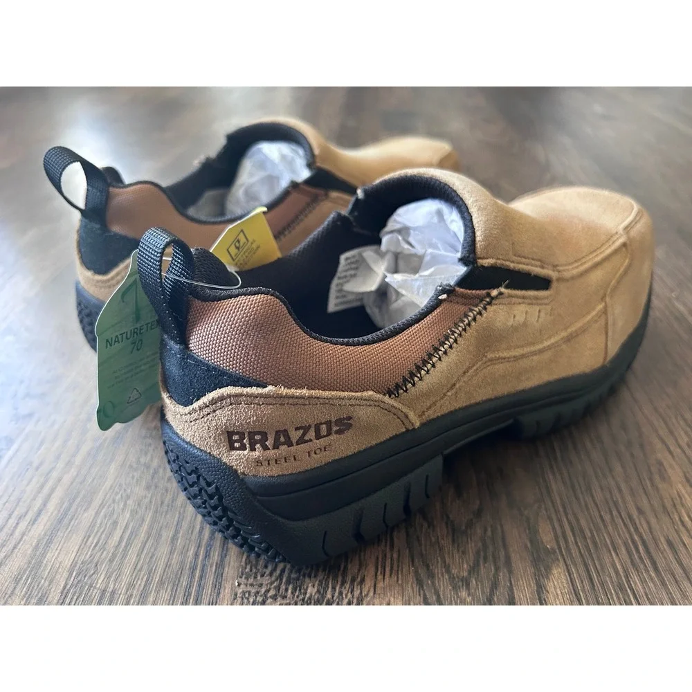 Brazos Summit ST Mens Steel Toe Slip On Work Shoes Tan Suede Size 7.5 170843